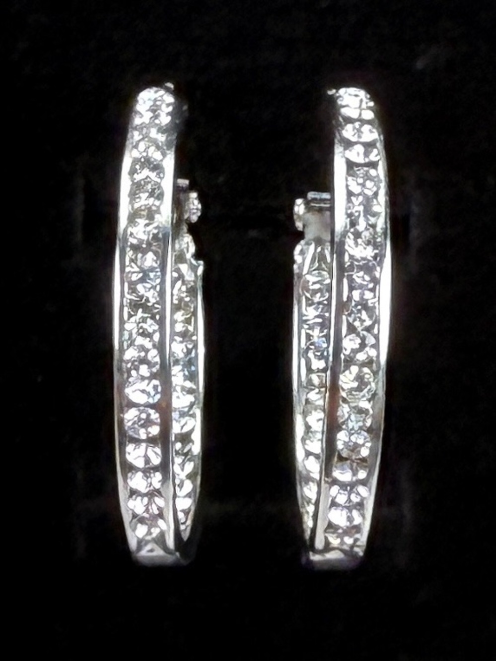 Beautiful, lightweight silvertone, bling pierced hoop earrings